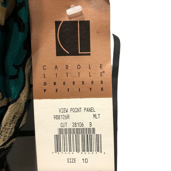 VTG Carole Little 10 Petite View Point Panel Print Tie Front Short Sleeve Dress - Picture 13 of 15